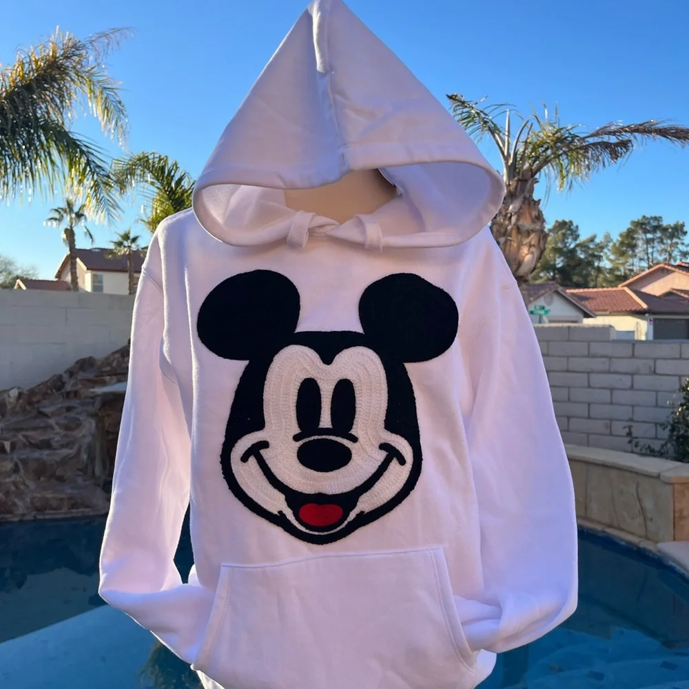 White Hoodie with Mickey Mouse Design - Picture 1 of 8